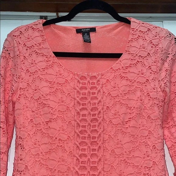 Alfani Orange Pink Sheath Dress with Scoop Neck - Picture 4 of 7